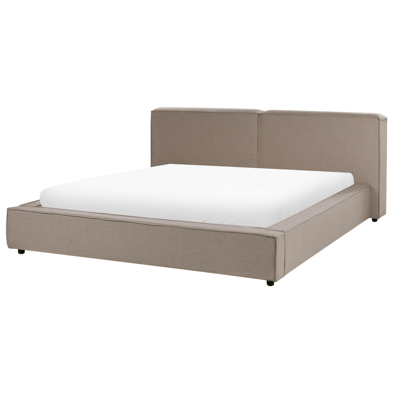 Cama doble Linards tapizada tejido marrón