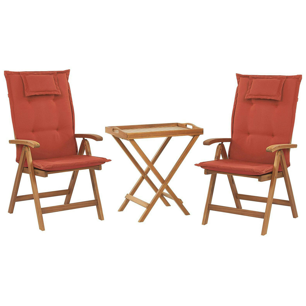Conjunto bistró Java en madera de acacia con 2 sillas plegables y mesa