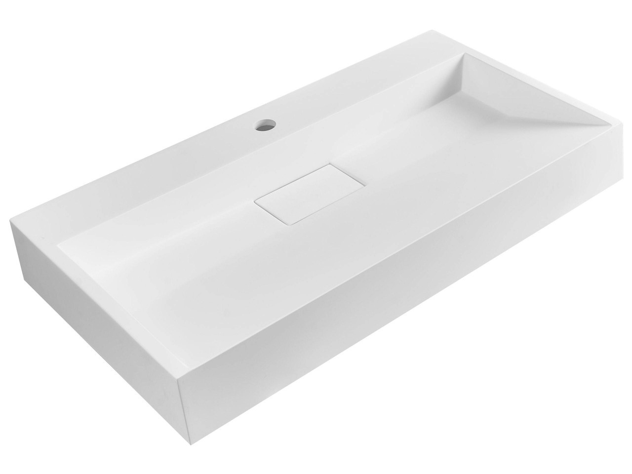 Lavatório suspenso QUENKO 80 x 46 cm Composto mineral Branco
