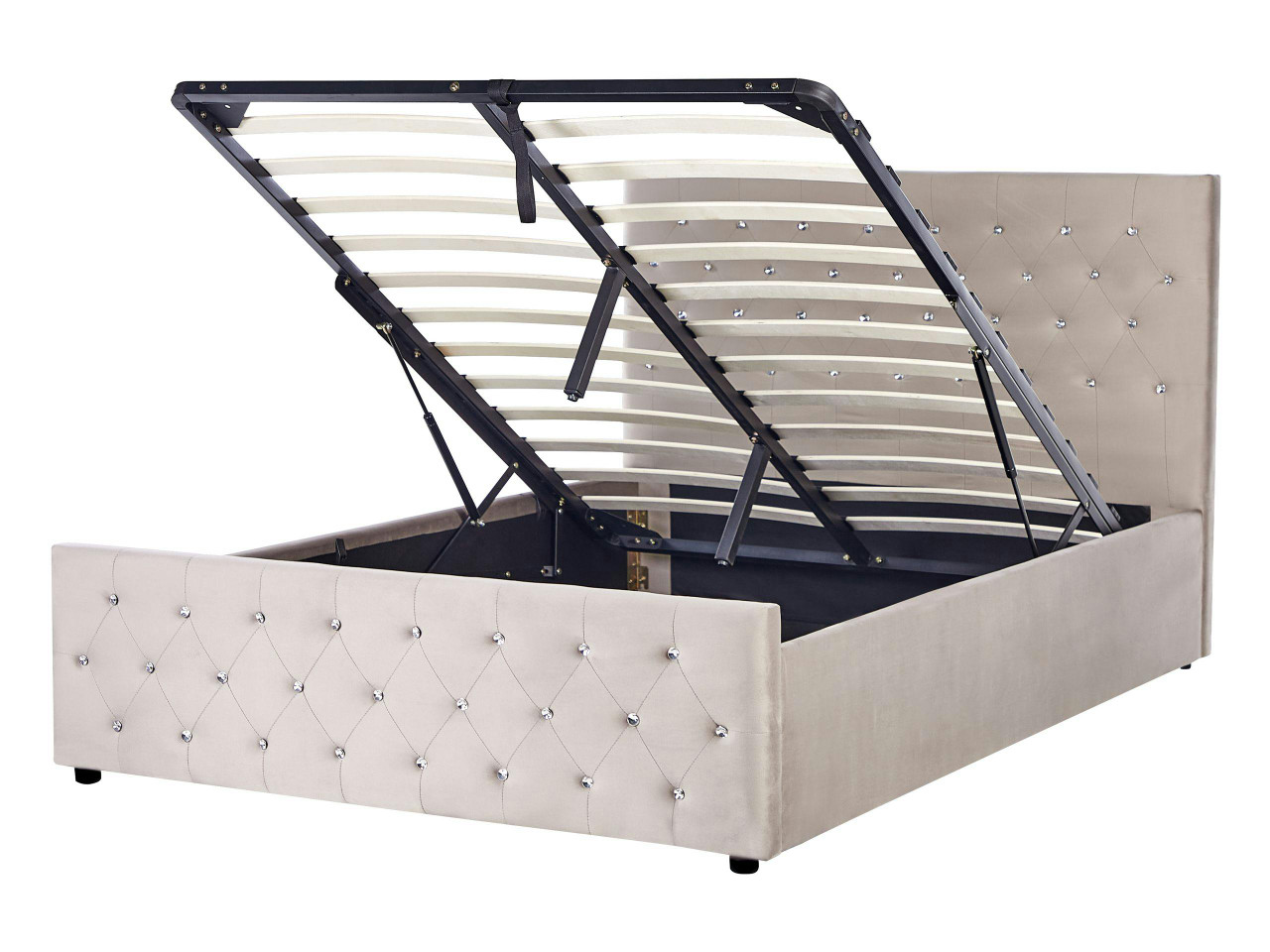 Sommier com arrumação Veludo AMIENS 140 x 200 cm Taupe