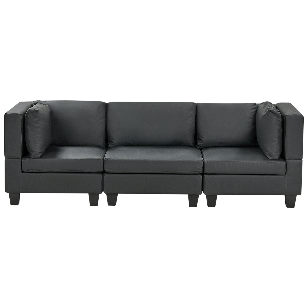 Sofá Modular Beliani Unstad De Pele Sintética Preto 228x76x72