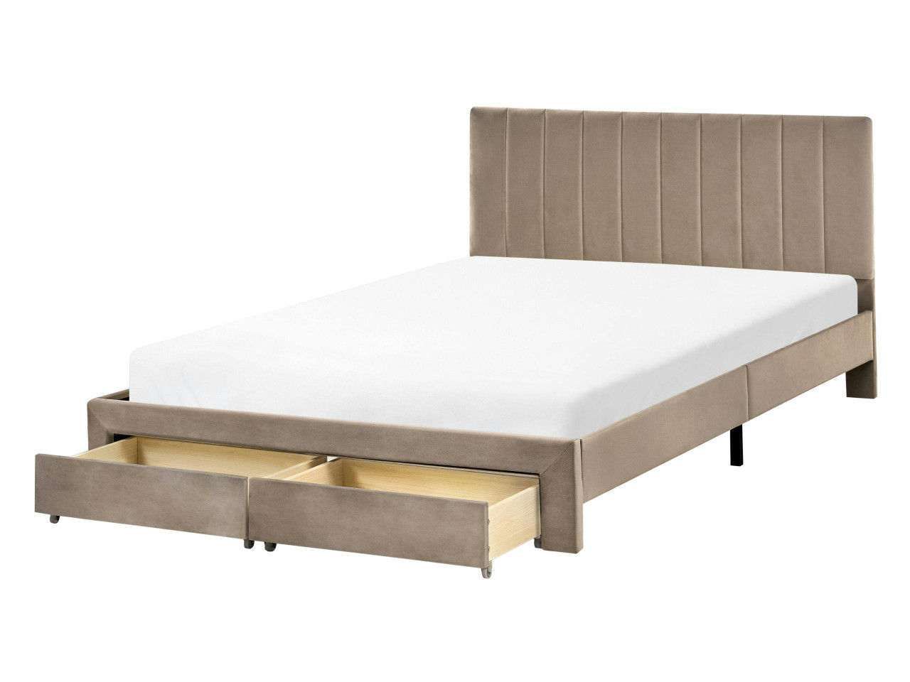 Cama com gavetas de arrumação Veludo LONZAC 140 x 200 cm Taupe