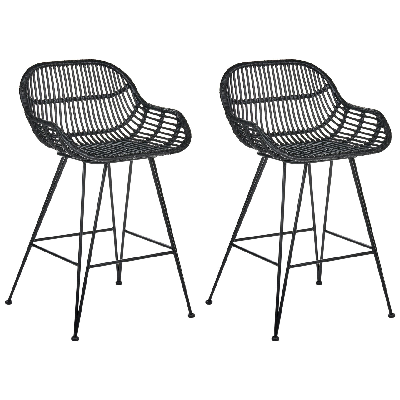 Conjunto de 2 taburetes Terrell en ratán y metal