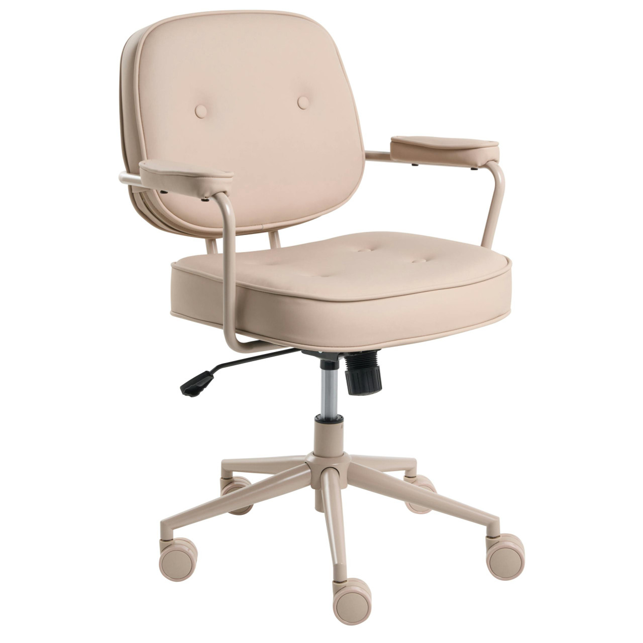 Silla de oficina Paramus en piel sintética crema con reposabrazos