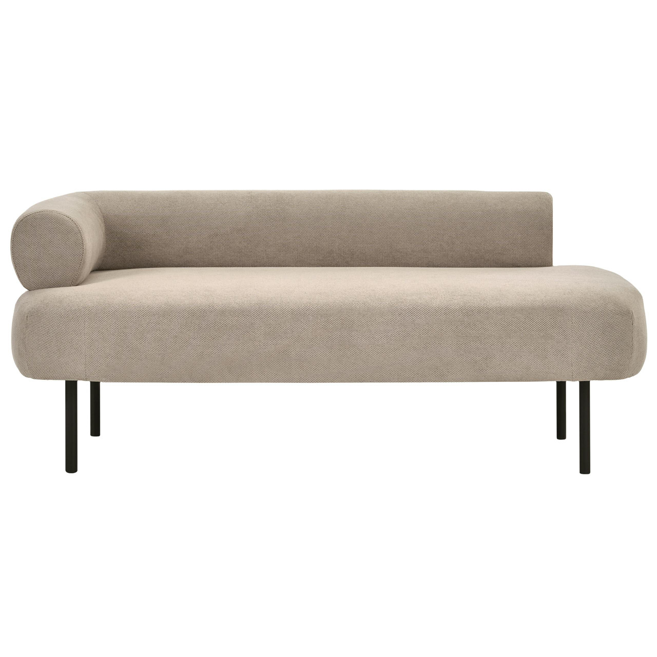 Mirmande chaise longue in cream fabric with steel legs