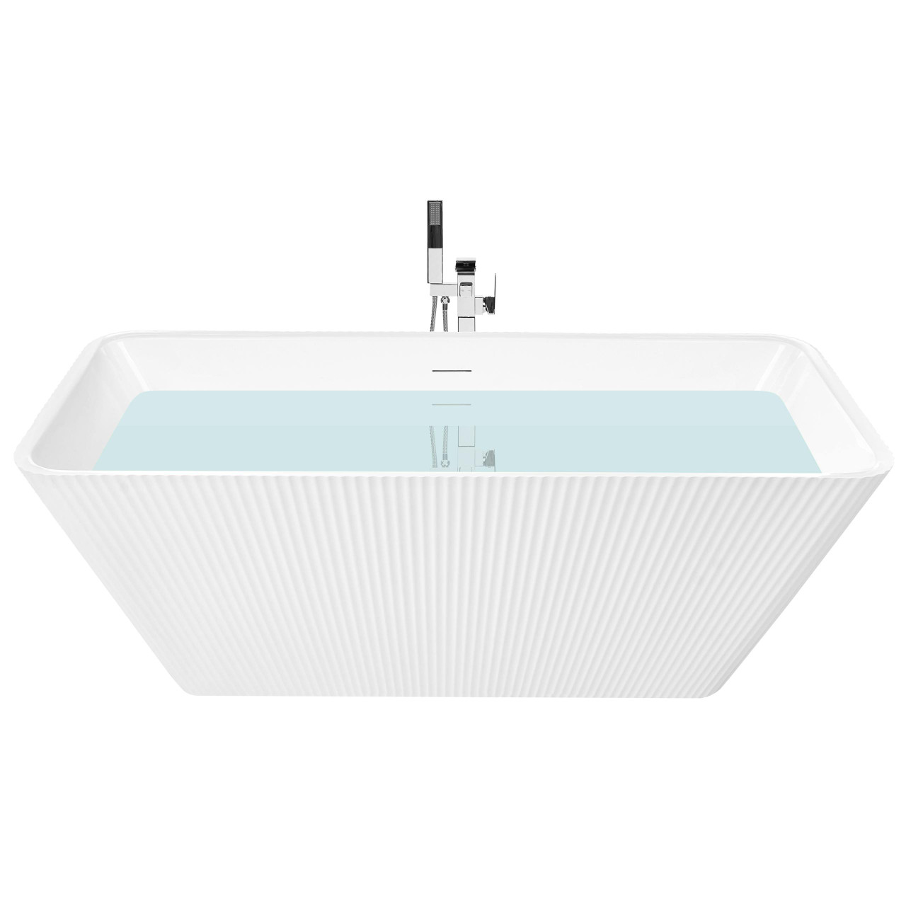 Bañera independiente rectangular de acrílico blanca