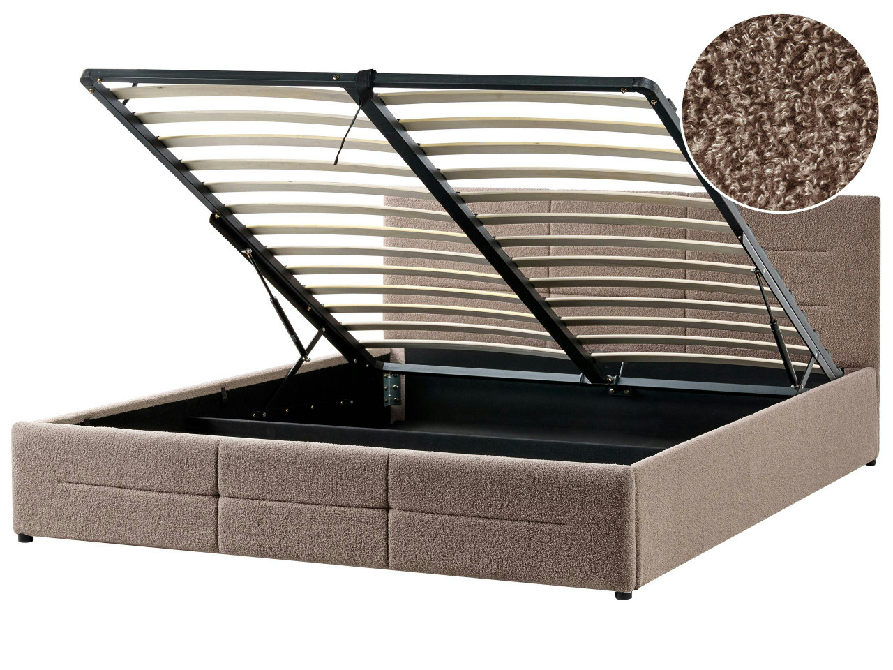 Sommier com arrumação Bouclé MASSOGNES 180 x 200 cm Taupe