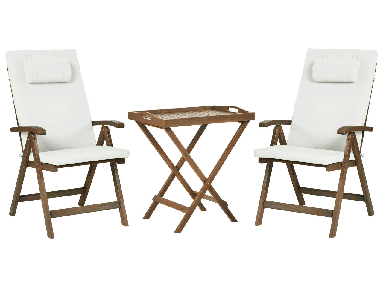 Bistro set Amantea acacia wood with cushions