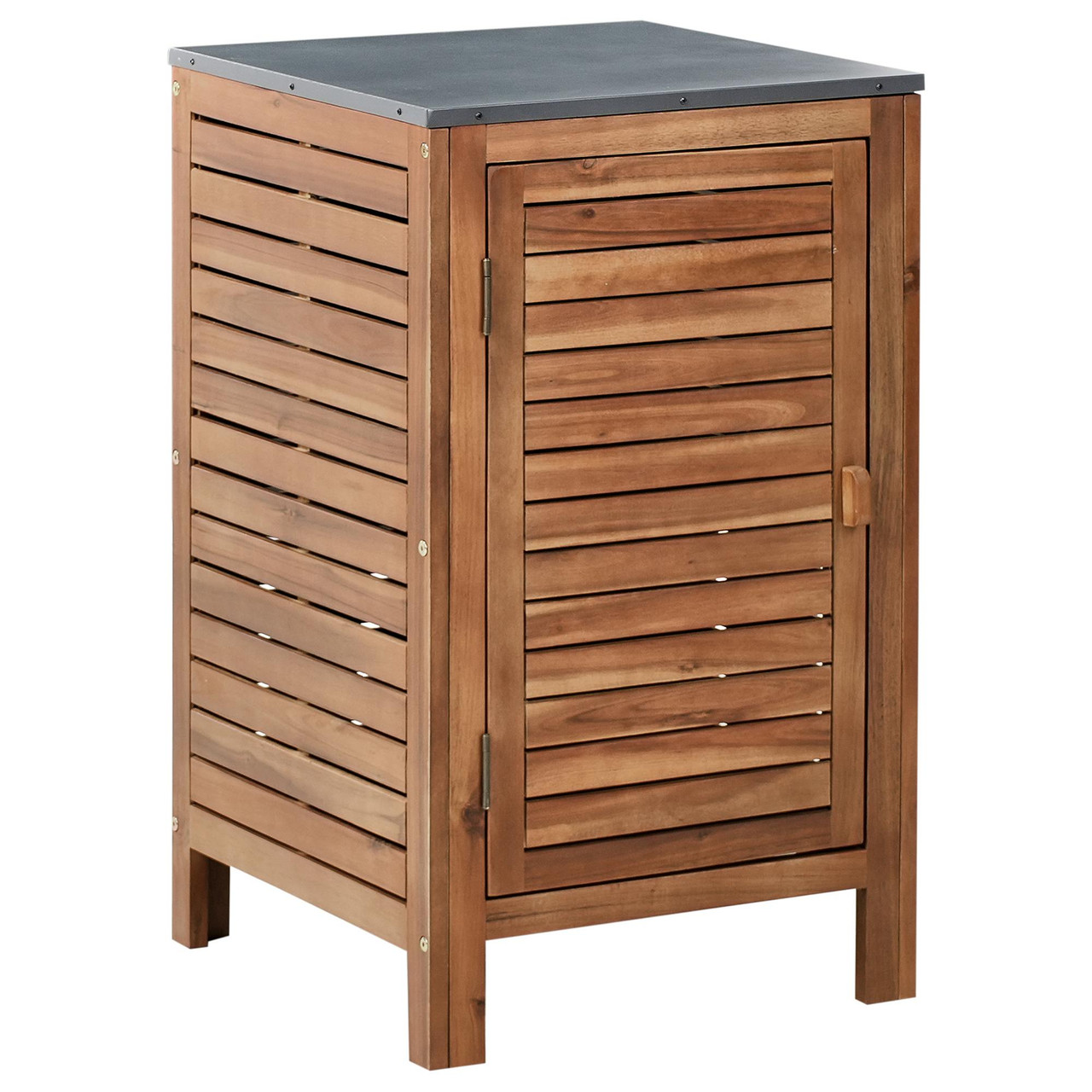 Armario de jardín Brucoli en madera de acacia con tapa de acero