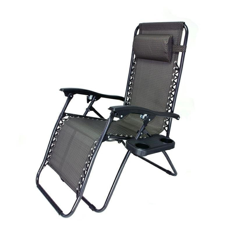 Silla de jardín plegable con reposacabezas y portavasos
