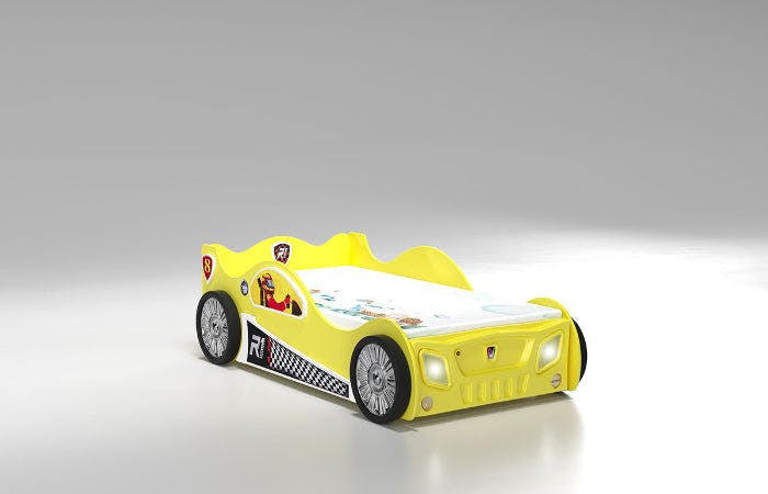 Cama infantil Monza en forma de coche amarillo