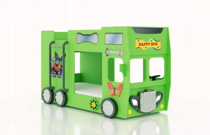 Cama litera Happy Bus MDF verde