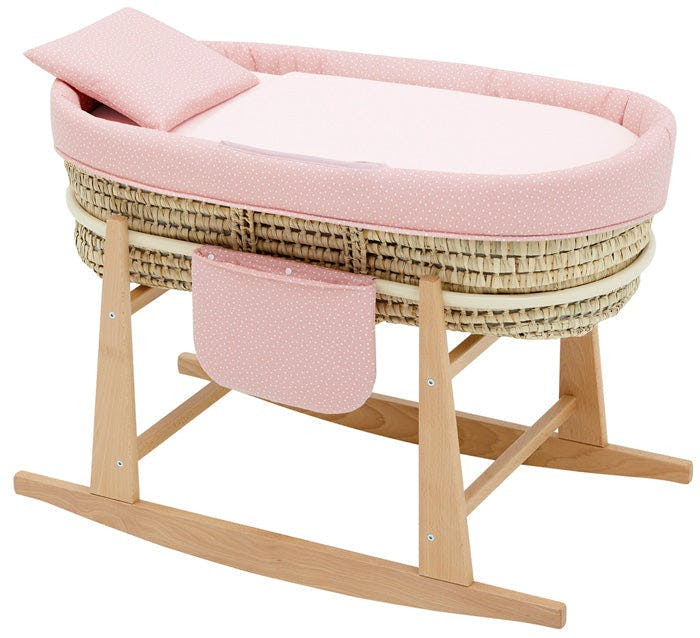 Padded bassinet with stand and wooden legs 49x86x61 cm