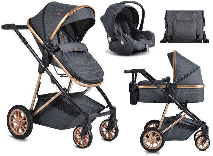 Cochecito convertible 3 en 1 Midas Black con capazo y silla Grupo 0+