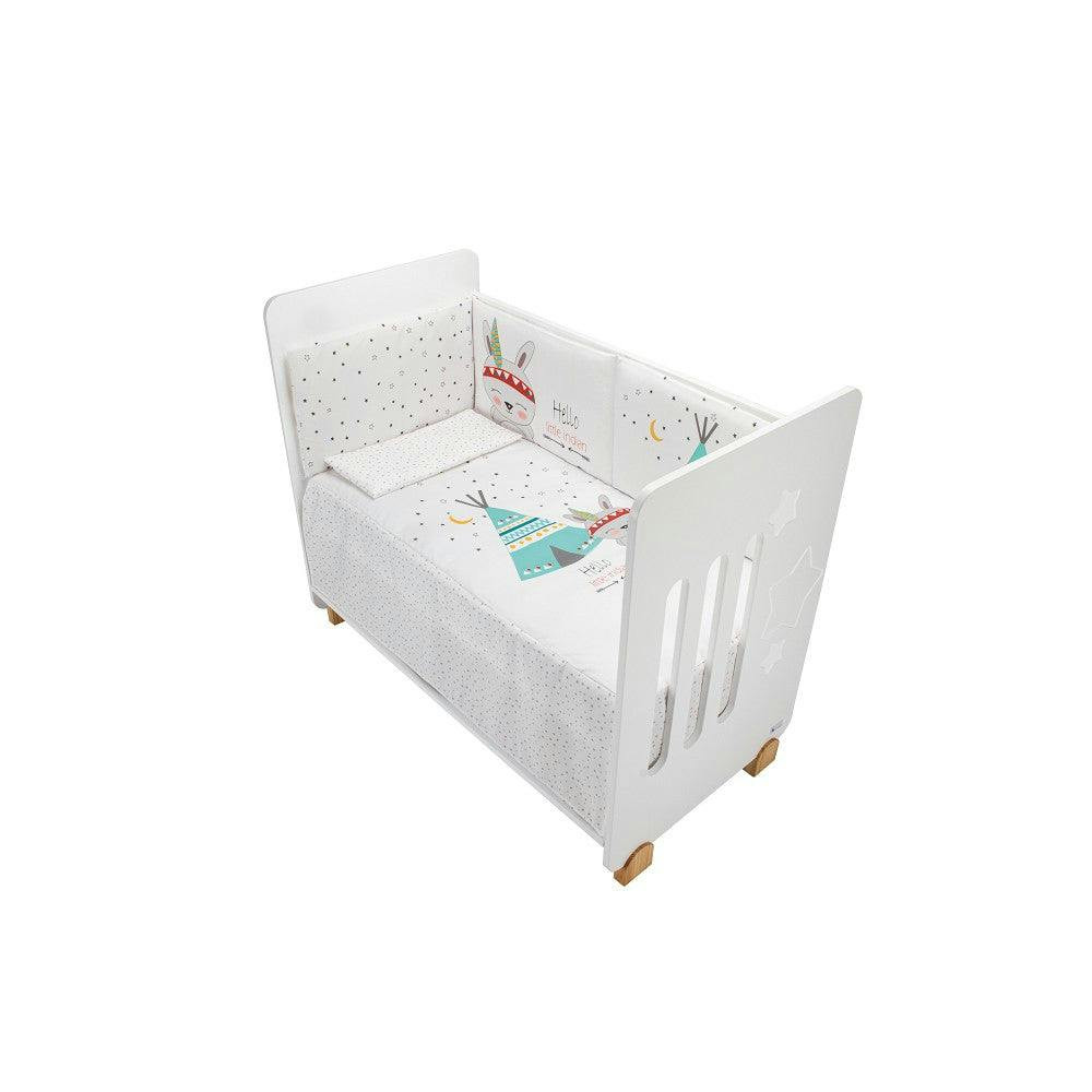 Juego de cuna de 3 piezas jersey 60x120 cm blanco