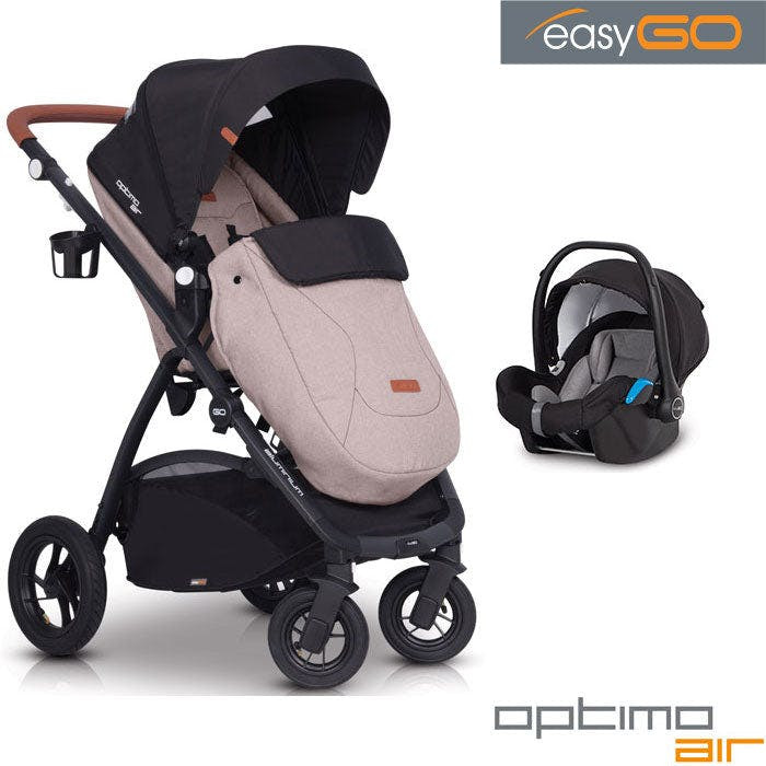 Carrito Optimo Air multifuncional con silla grupo 0 ISOFIX ready Sand