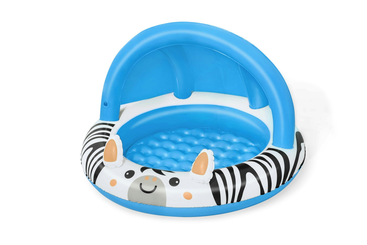 Piscina hinchable con dosel y fondo cebra