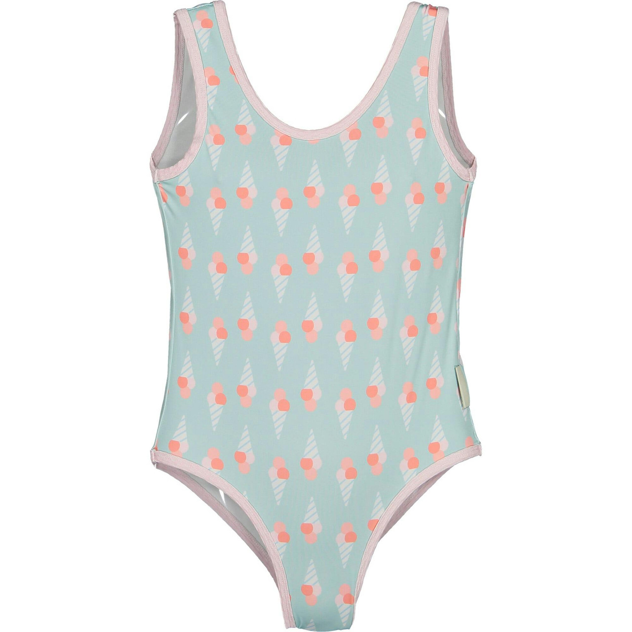 One-piece girls swimsuit with ice cream print