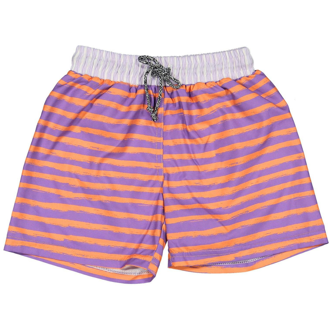 Lavender striped swim shorts