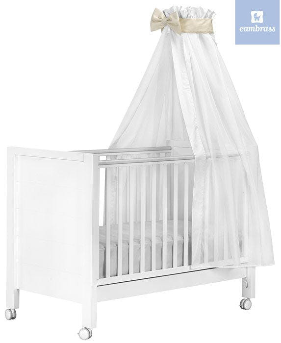 Beige voile baby crib canopy