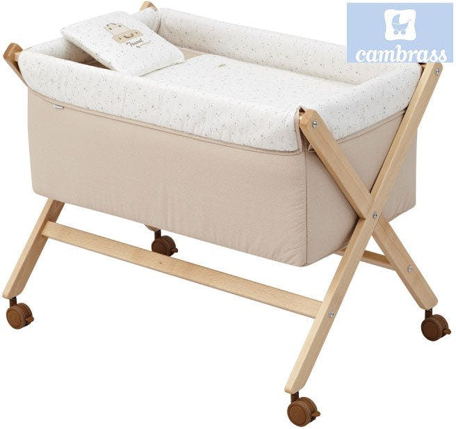 Mini cuna de madera haya beige natural