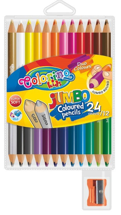 Round Jumbo Colored Pencils 24 Colors (12 double pencils)