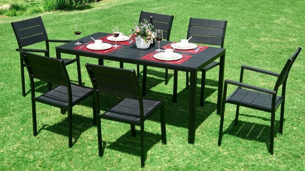 Banco de jardim 156x78 cm preto efeito madeira