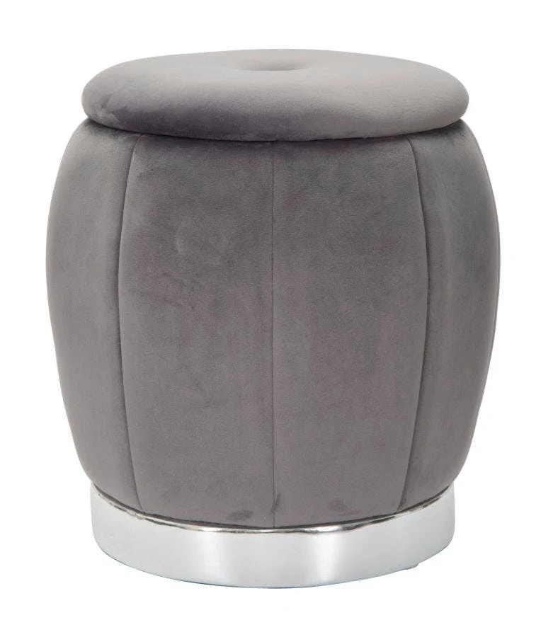 Pufe recipiente Paris Grigio Prateado Cm ø 43x43