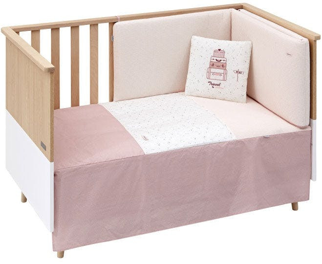 Baby crib duvet and bumper set sky pink