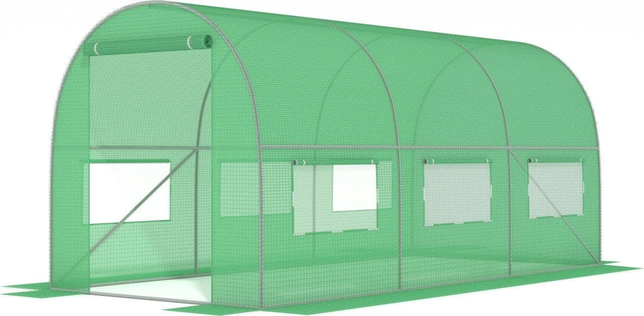 Invernadero túnel 450 x 200 x 200 cm verde