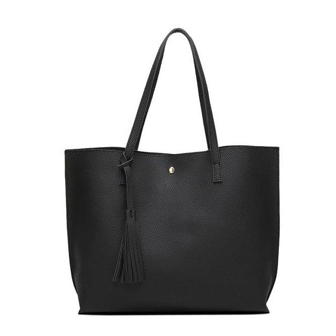 Bolso de hombro en piel ecológica negro