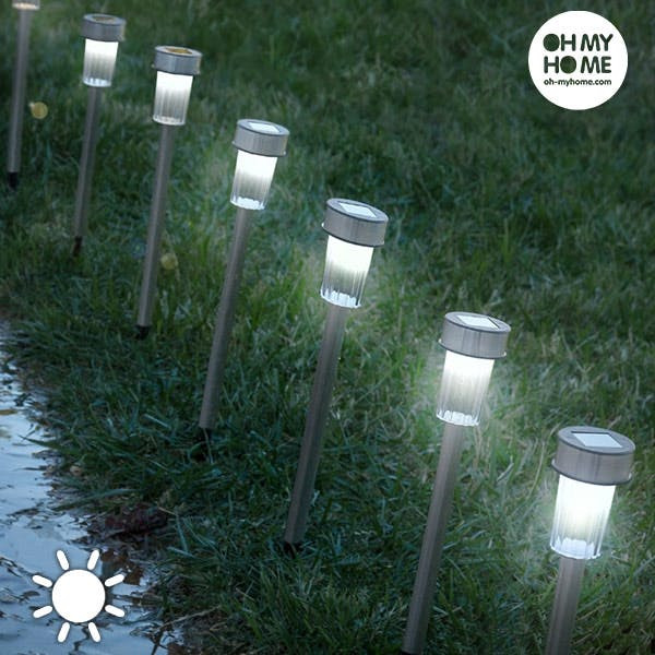 Solar torch garden lamp in plastic and stainless steel