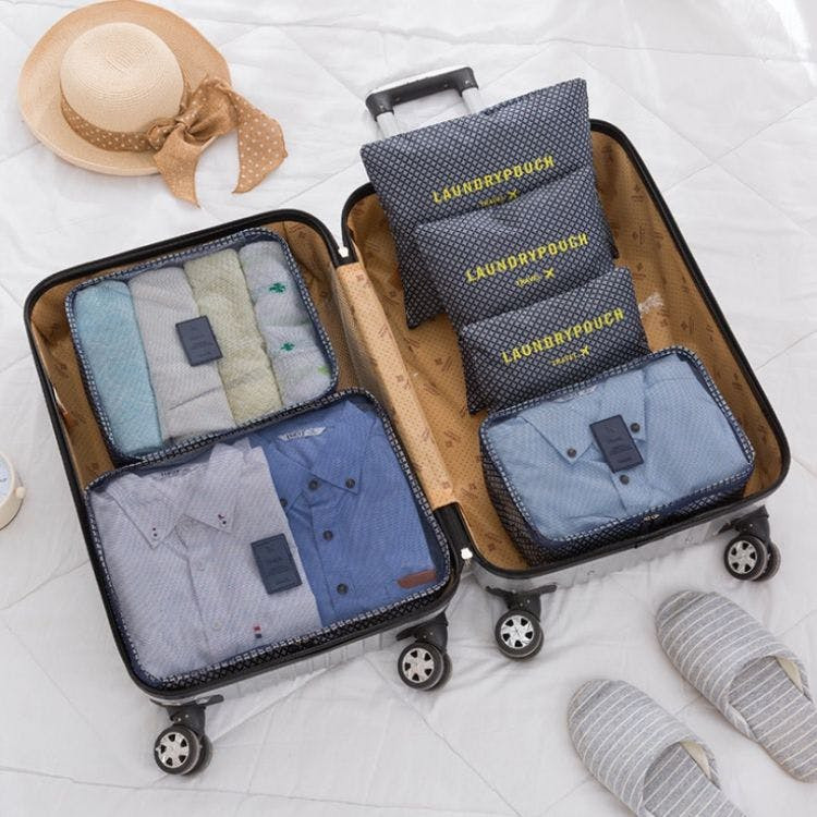 Conjunto de 6 bolsas organizadoras de viaje en malla y tejido suave KS21WZ4