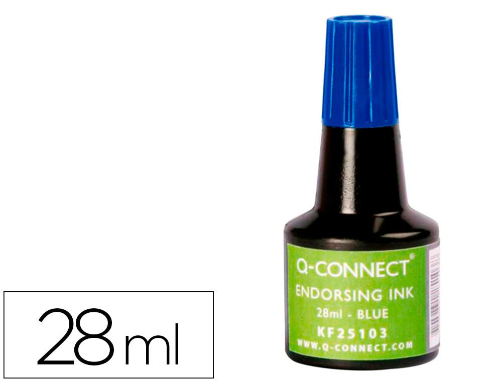 Tinta para Almofada Q-Connect Azul Frasco de 28 Ml