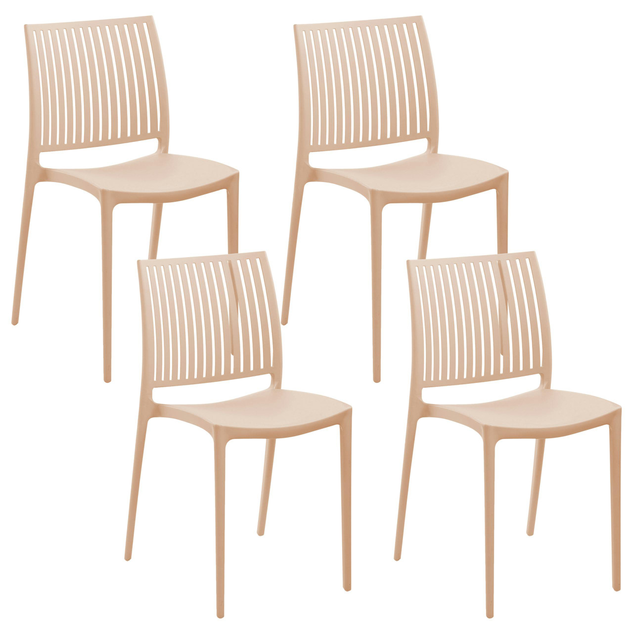 Set of 4 Illumani outdoor chairs in cream polypropylene