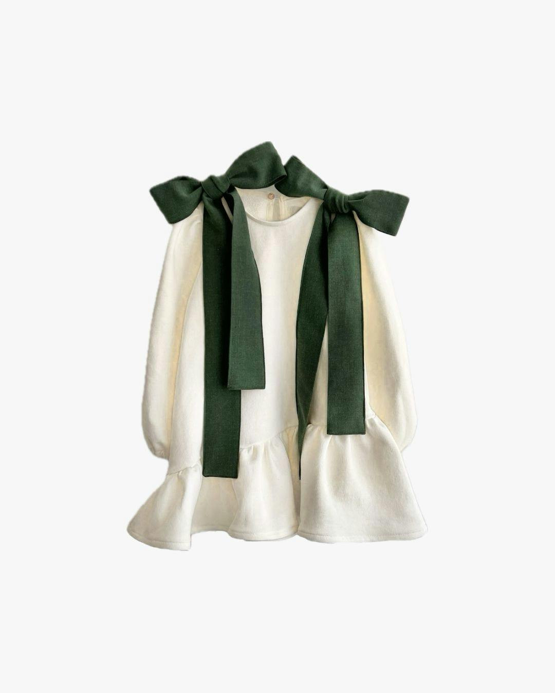 Juliette dress with bow and ruffle shoulder detail