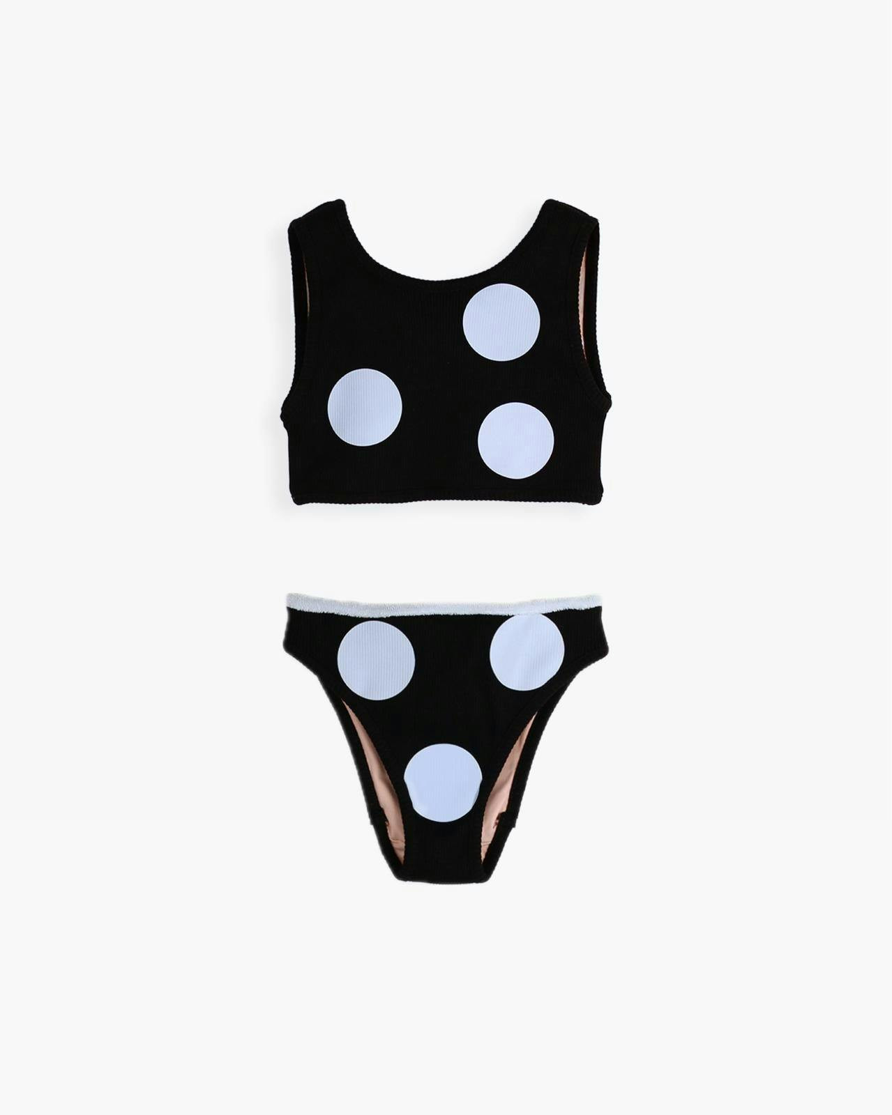 Top de bikini forrado con estampado de lunares