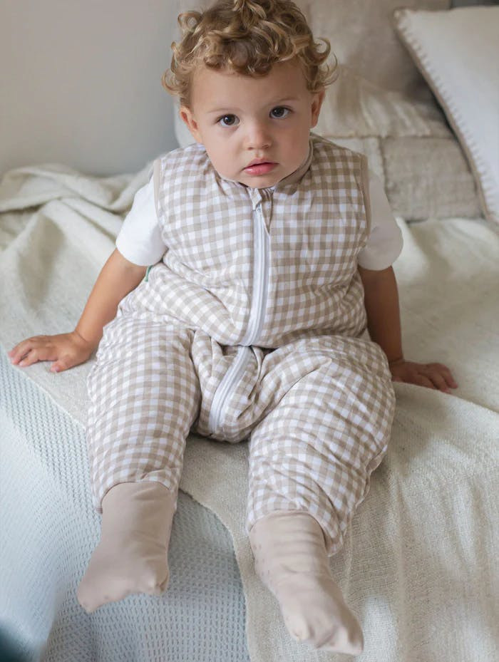Sleeping bag with removable anti-slip sock Vichy beige TOG 2.5