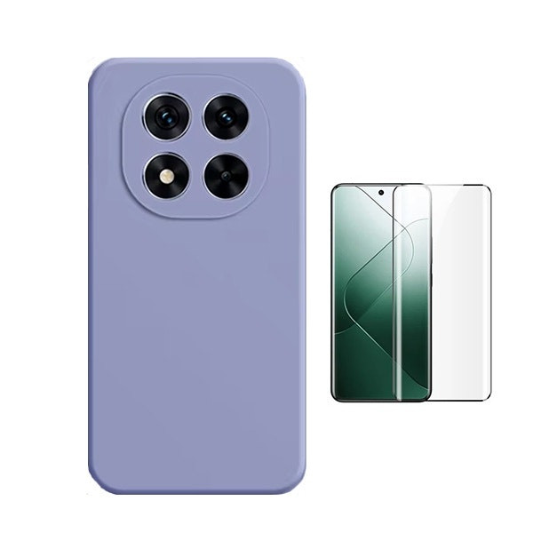 Kit Protector de Pantalla y Funda de Silicona para Redmi Note 14 Pro / Plus - Morado