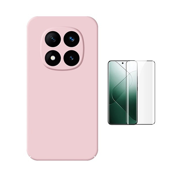 Kit Vidro Curved + Capa Silicone Líquido Phonecare Para Xiaomi Redmi Note 14 Pro - Rosa