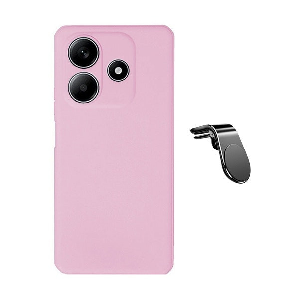 Kit soporte magnético y funda de silicona líquida para Redmi Note 14 - Rosa