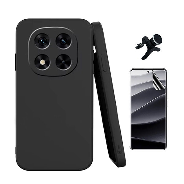 Protector Hydrogel Full Cover + Funda Silicona Líquida + Soporte Magnético Reforzado para Redmi Note 14 Pro Plus