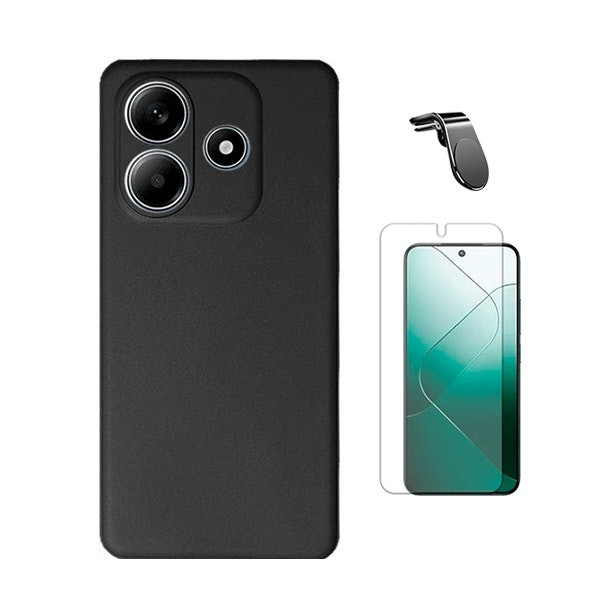 Hydrogel Front Screen Protector Kit, Liquid Silicone Case and Magnetic Mount for Xiaomi Redmi Note 14