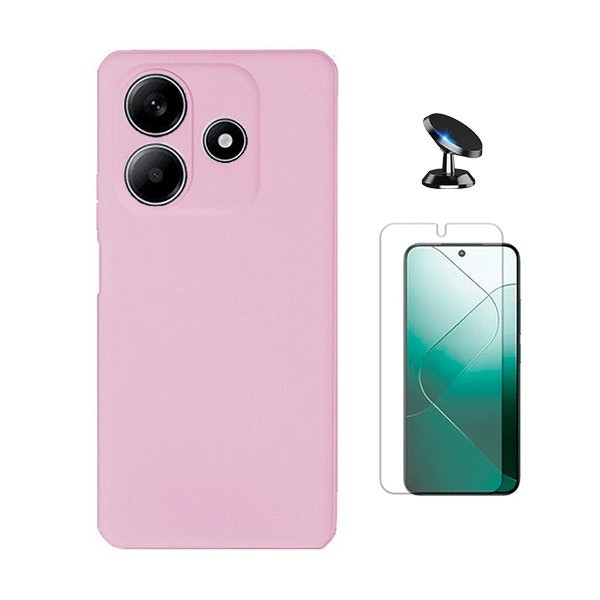 Protector Hydrogel + Funda Silicona Líquida + Soporte Magnético para Xiaomi Redmi Note 14