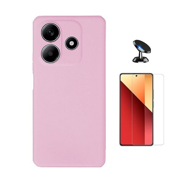 Protection kit for Redmi Note 14: Clearglass screen protector, silicone case and magnetic mount