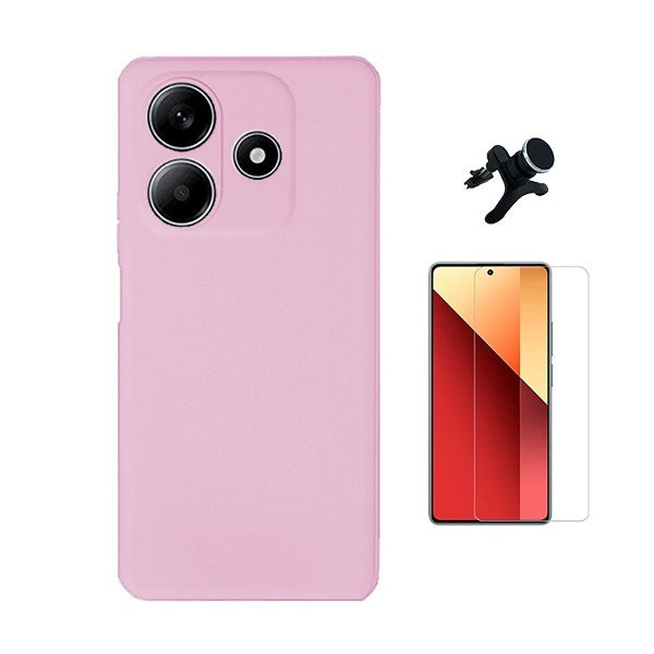 Vidrio templado Clearglass, funda silicona líquida y soporte magnético para Xiaomi Redmi Note 14