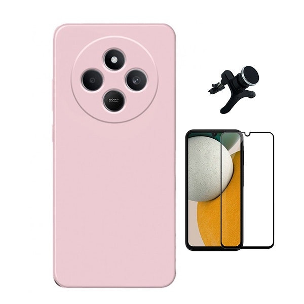 Kit protector vidrio templado 5D con funda de silicona y soporte magnético para Xiaomi Poco C75
