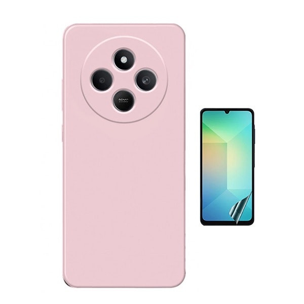 Protector Hydrogel y Funda de Silicona Líquida para Xiaomi Poco C75 - Rosa