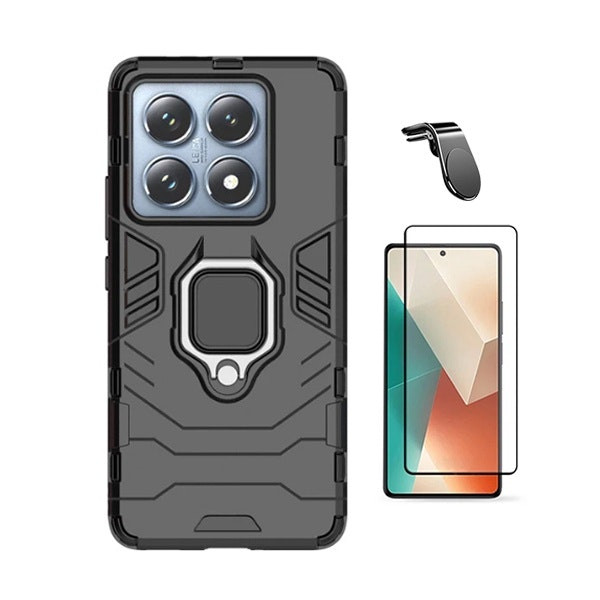 Case and 5D Tempered Glass Kit with Magnetic Mount for Xiaomi 14T Pro