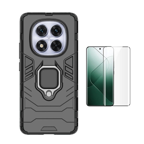 Protector de Cristal 5D Full Cover y Funda Military Defender para Redmi Note 14 Pro - Negro